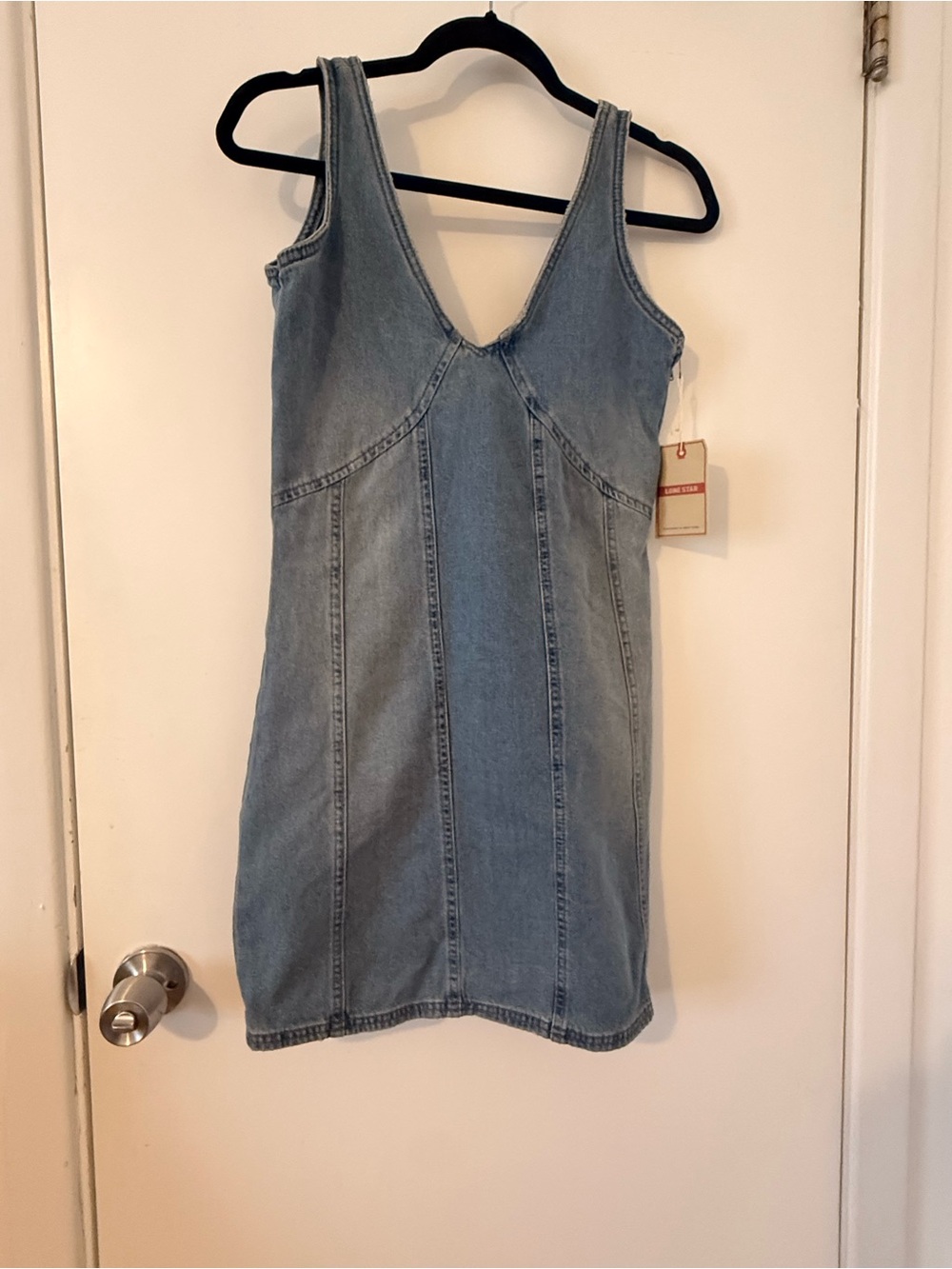 Sleeveless Light Blue Denim Midi Dress